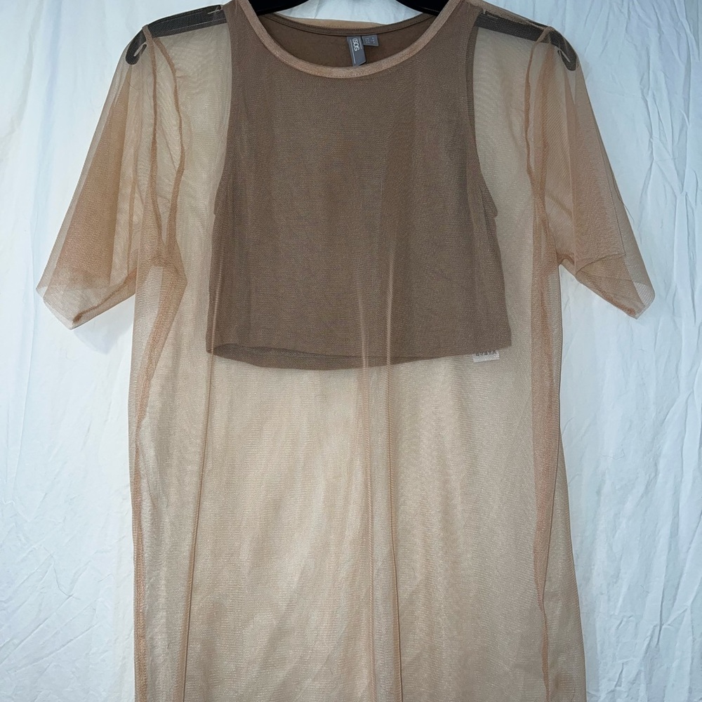 ASOS Tan Mesh Shirt with Crop Top
